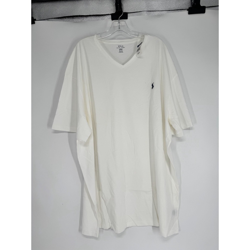 Polo Ralph Lauren T Shirt 3XL Big 3XB Pony Logo Short Sleeve V Neck Tee White